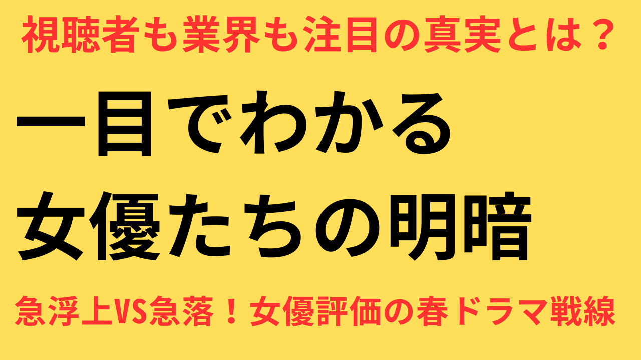 春ドラマ 女優 評価