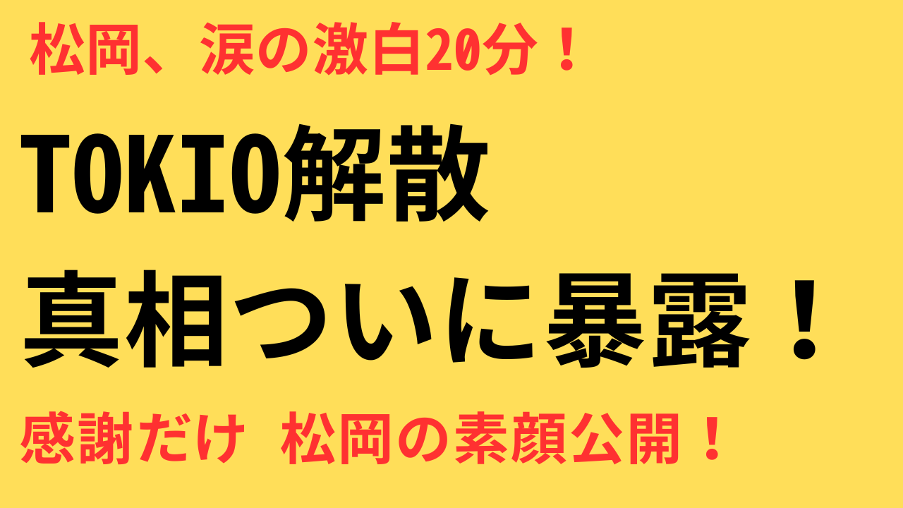 松岡昌宏 TOKIO解散